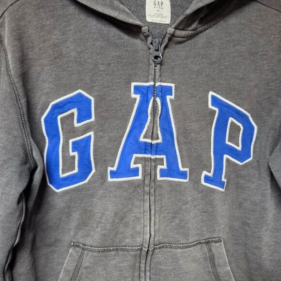 Gap Kids Gray Hoodie XL Zip Long Sleeve Comfy Cotton Blend Hooded Sweatshirt - Picture 4 of 6